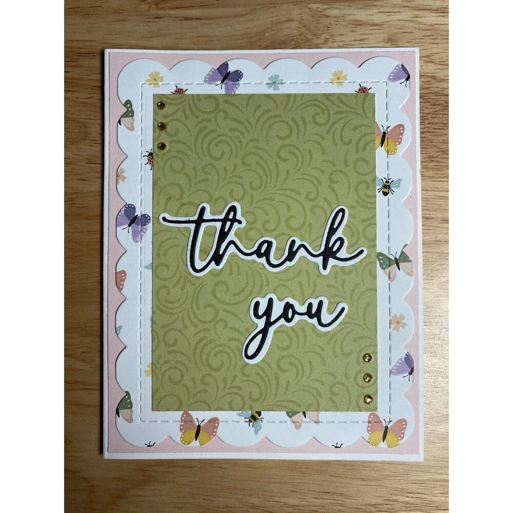 Handmade Thank You Greeting Card Blank Inside A2 – Elegant Appreciation